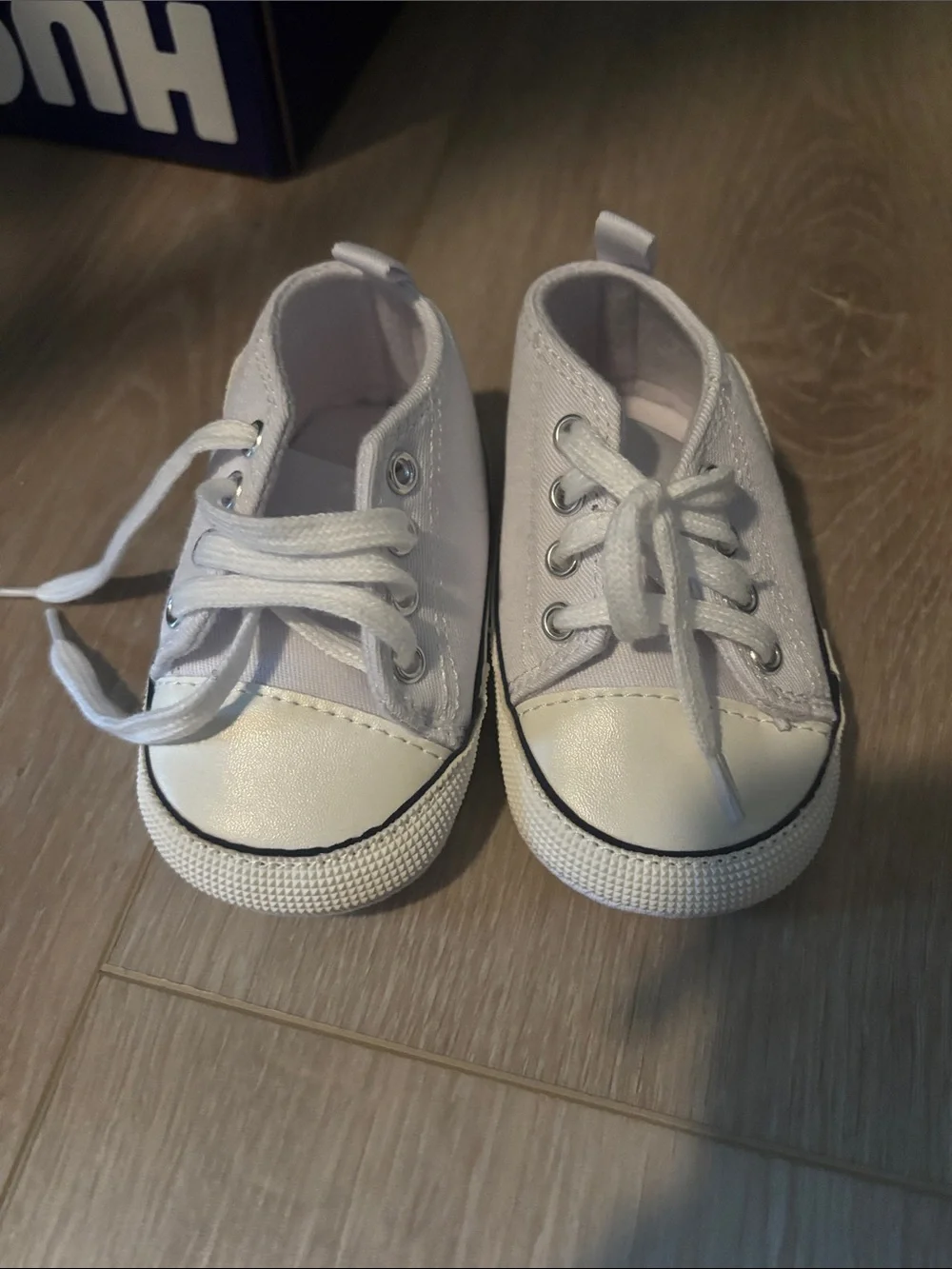 White Kids Canvas Lace-Up Sneakers